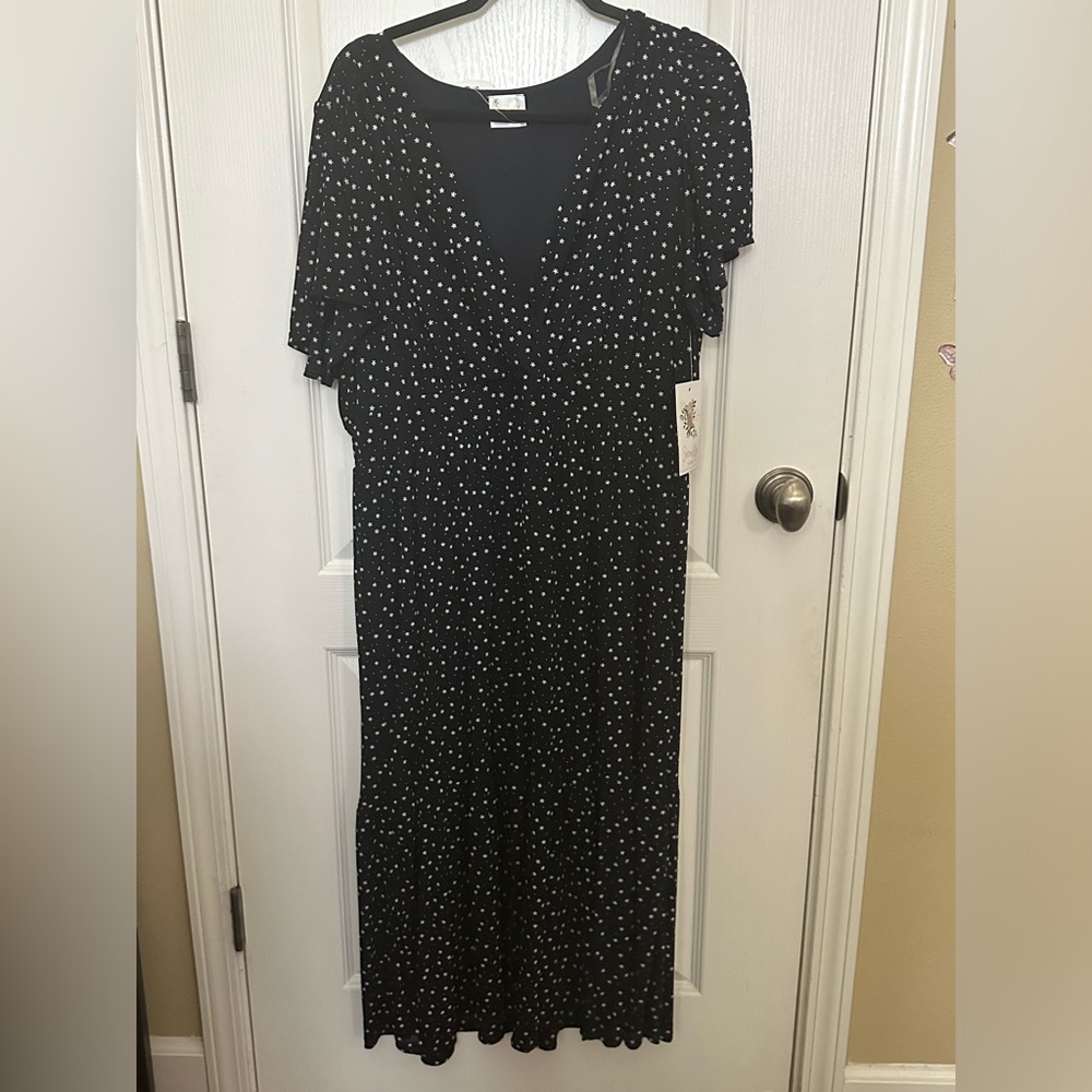 Sirenlily blue polka dot long dress